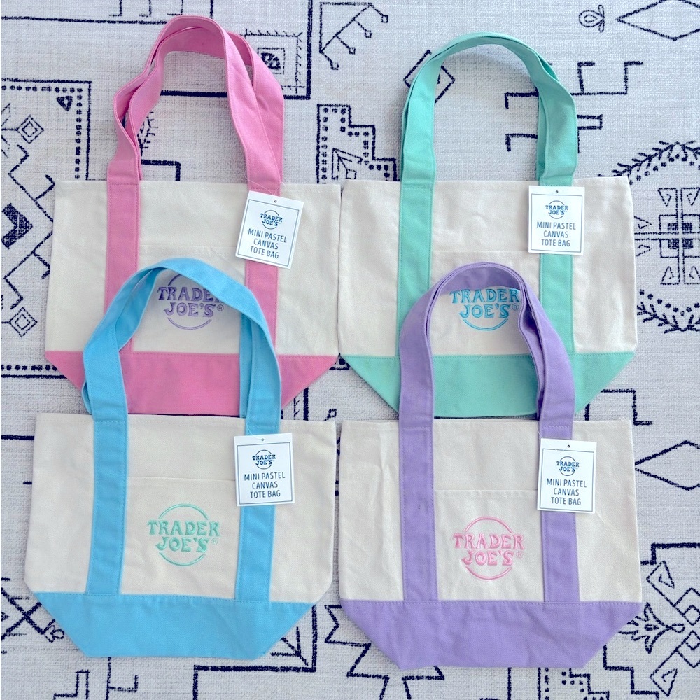 Trader Joe’s Mini Pastel Canvas Tote Bags (Set of 4)